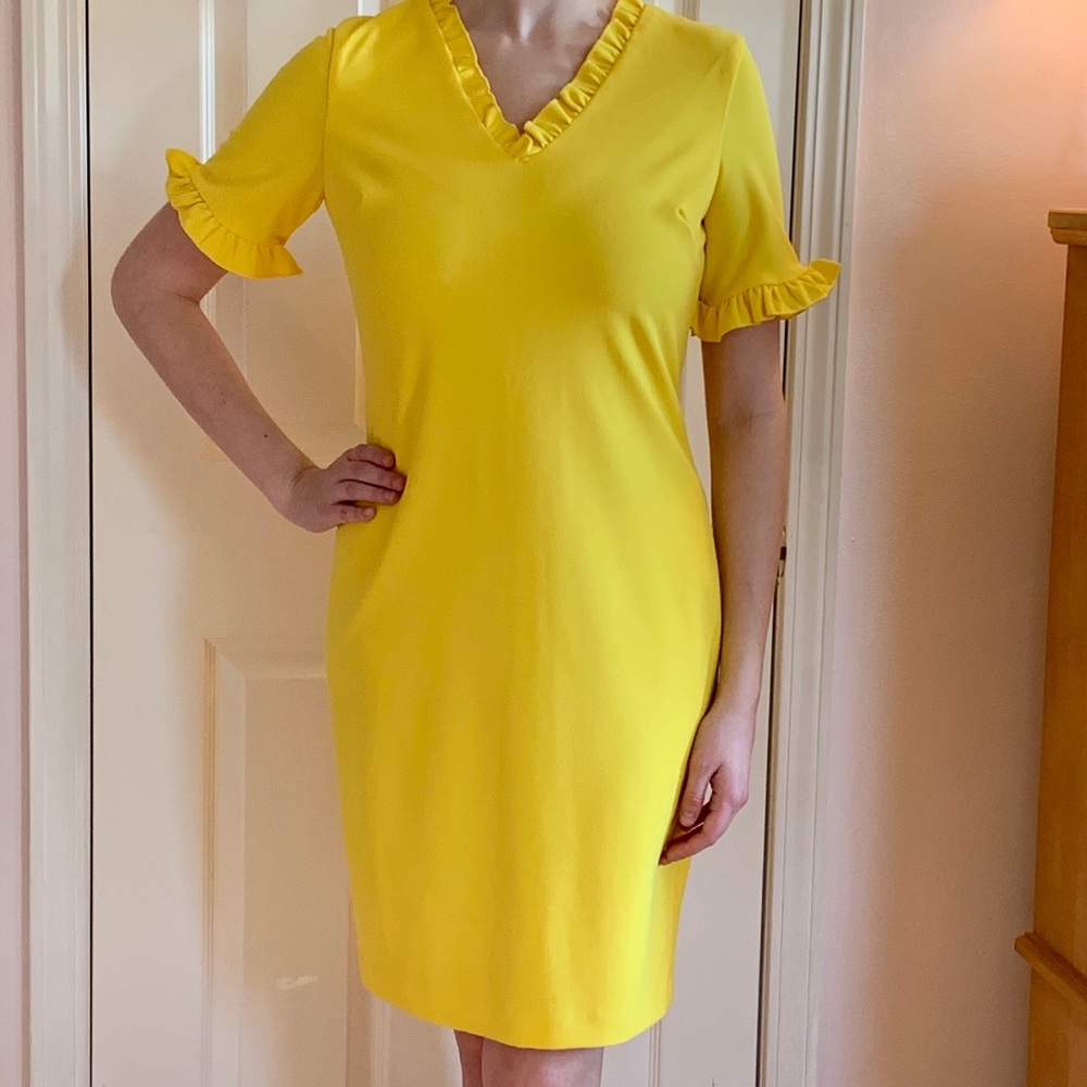 Calvin Klein Yellow Ruffle Interview Dress